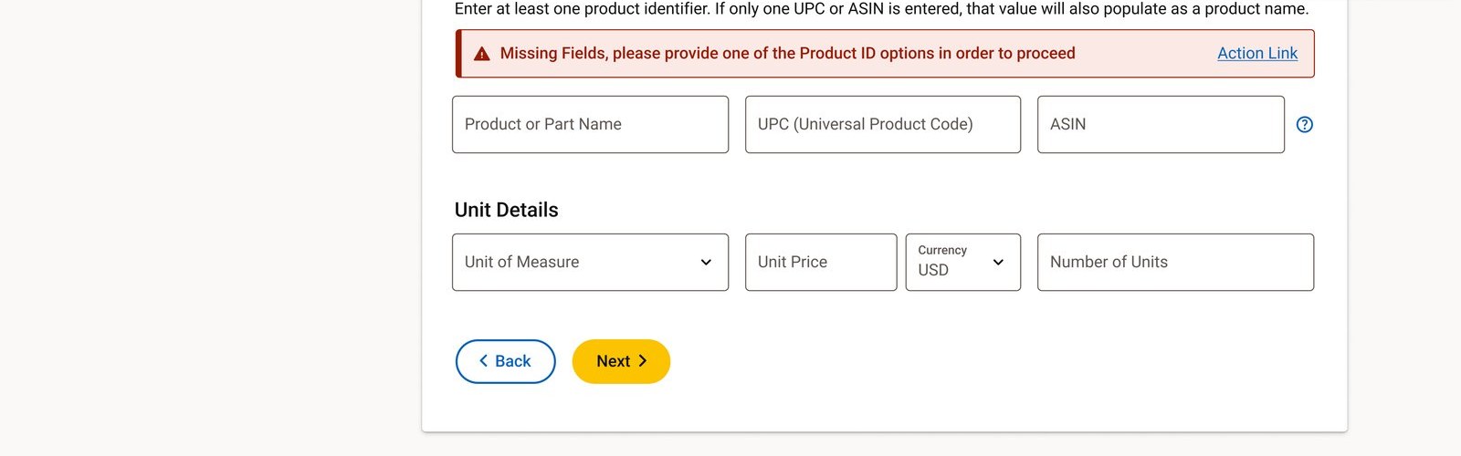 Missing product identifier error